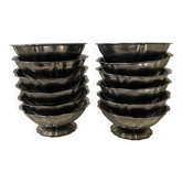 Stainless steel ice cream bowls for one scoop.