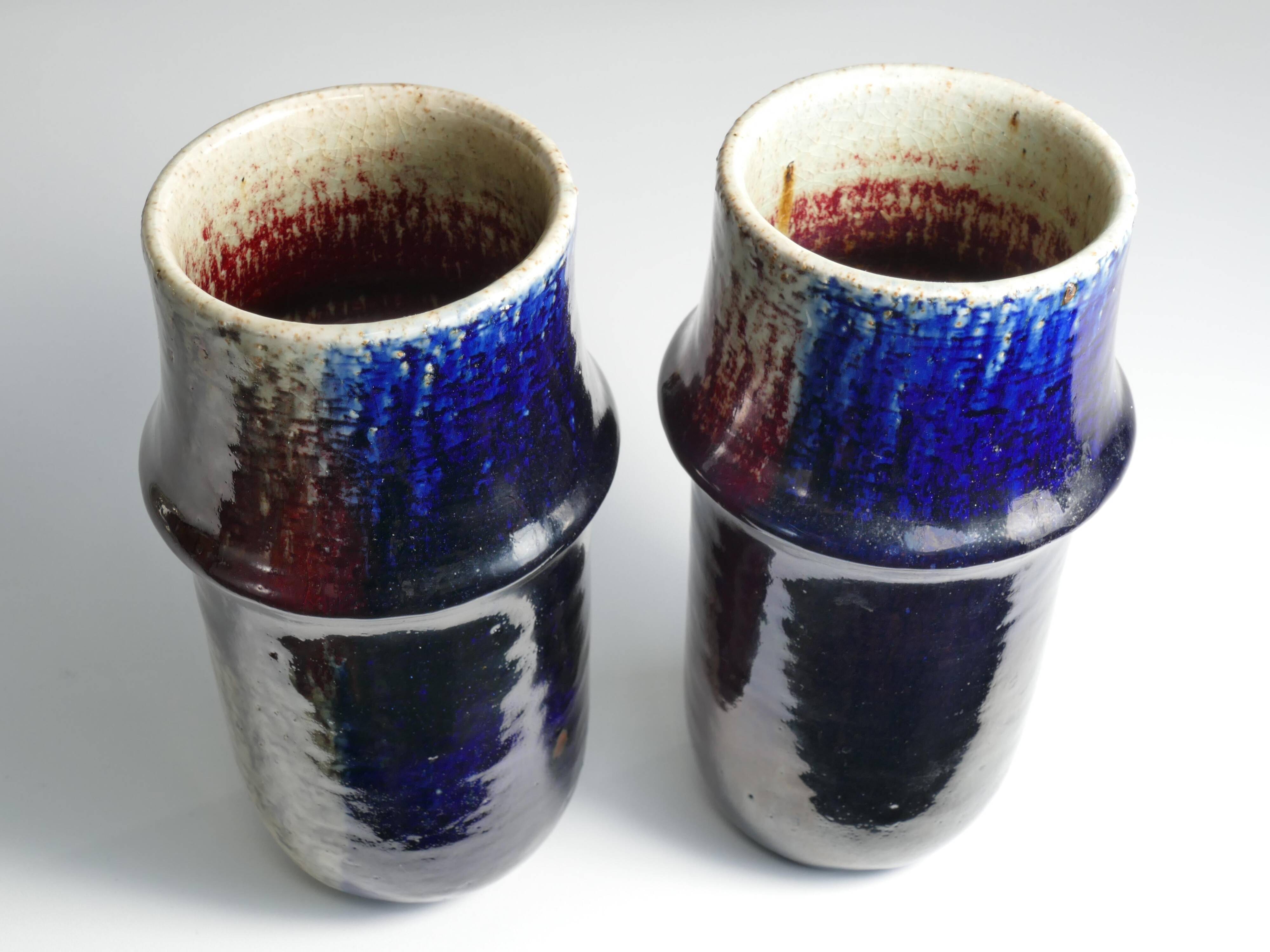 Scandinavian Modern Ceramic Vases, Sylvia Leuchovius, Rörstrand 1976,  Set of 2