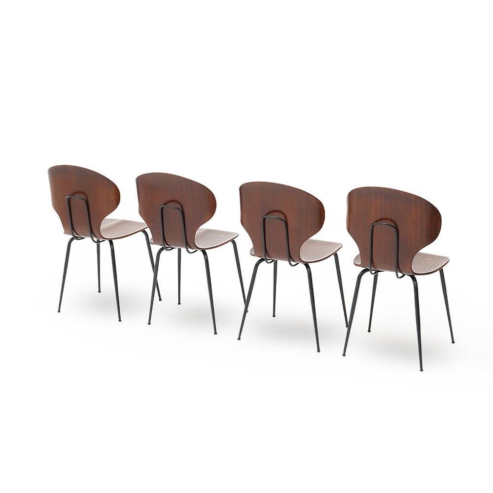 Lulli chairs by Carlo Rati for Industria Legni Curvati, 1950s, set of 4.