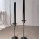Set of two green bronze Italian candlesticks from the 1980s.