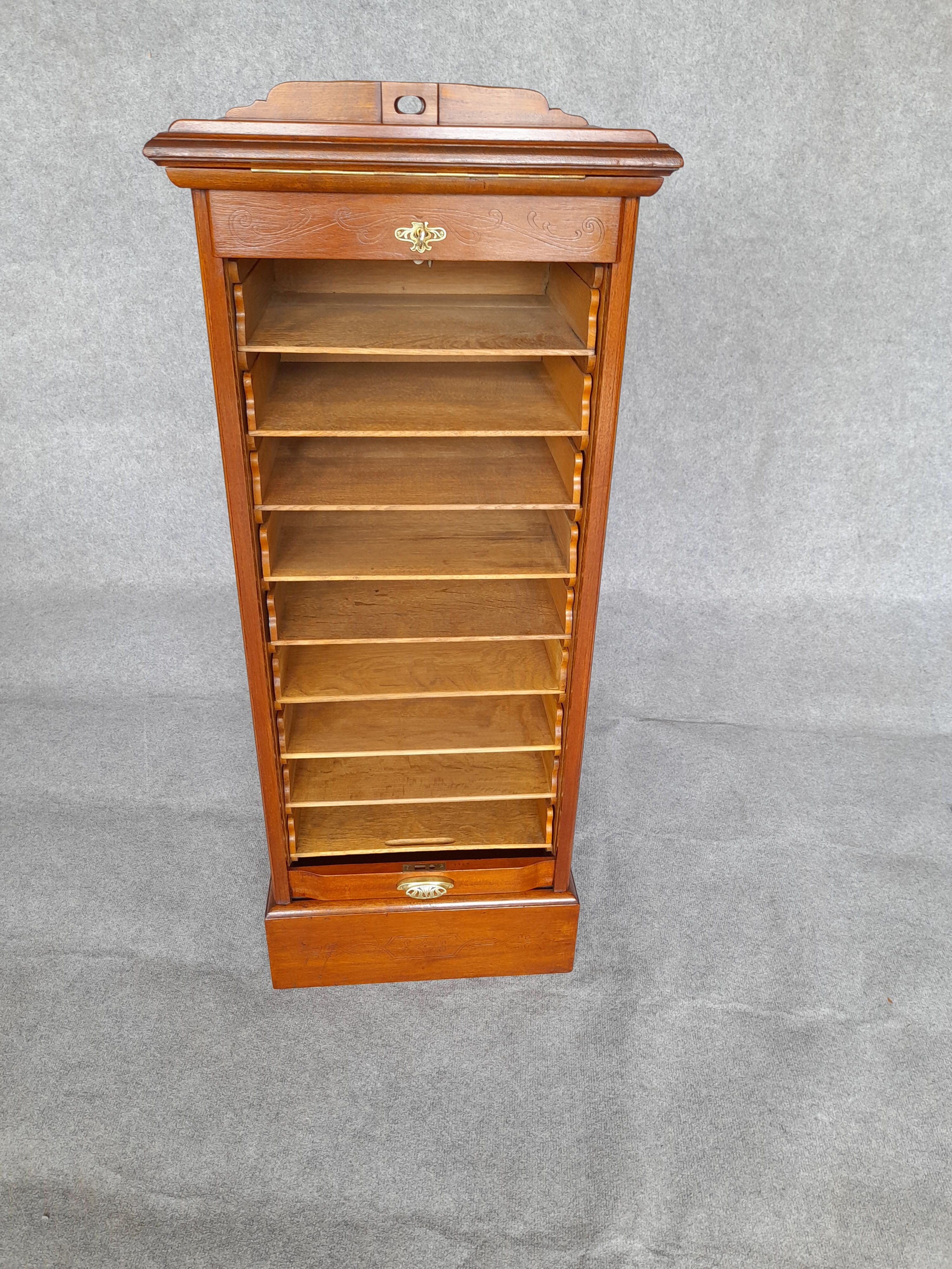 Filing cabinet with curtain and art nouveau desk