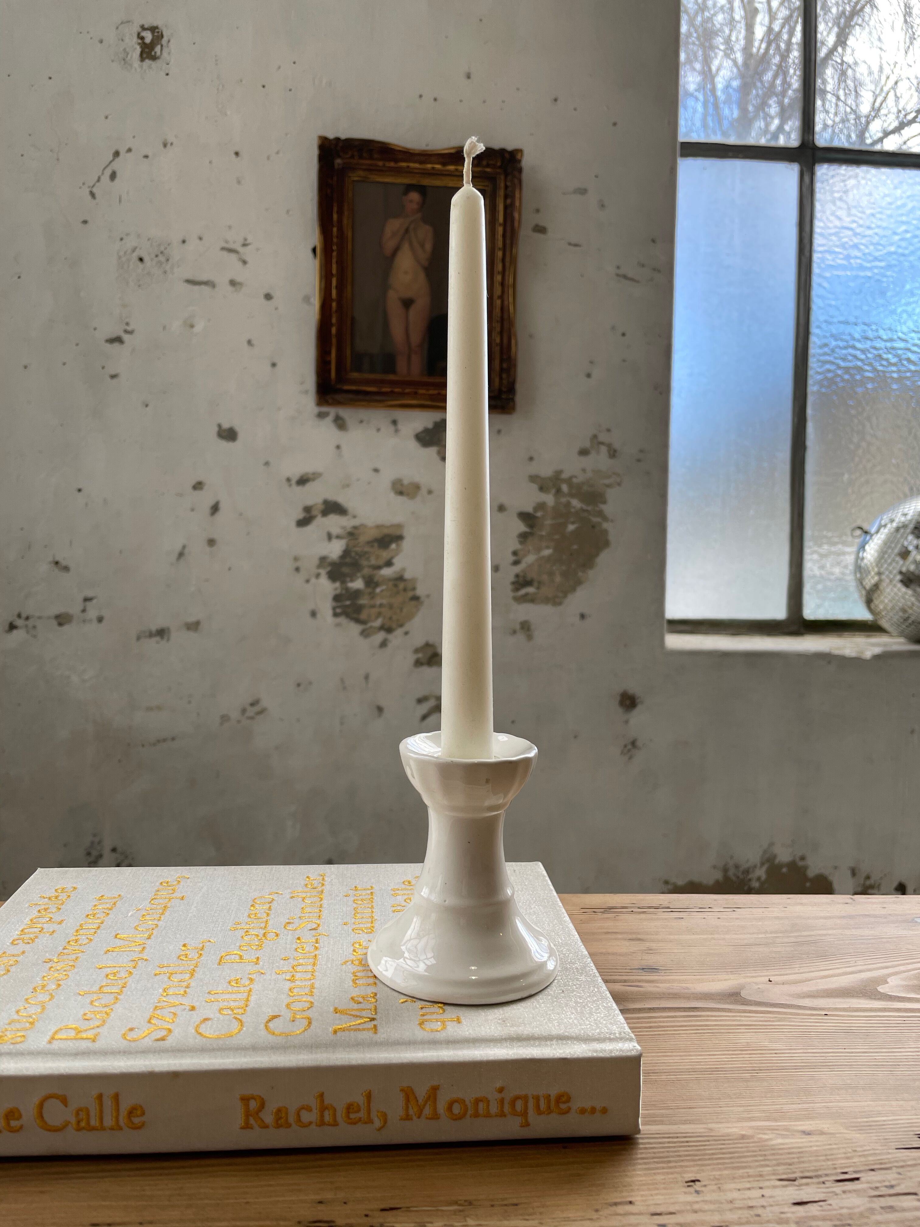 Vintage white ceramic candlestick