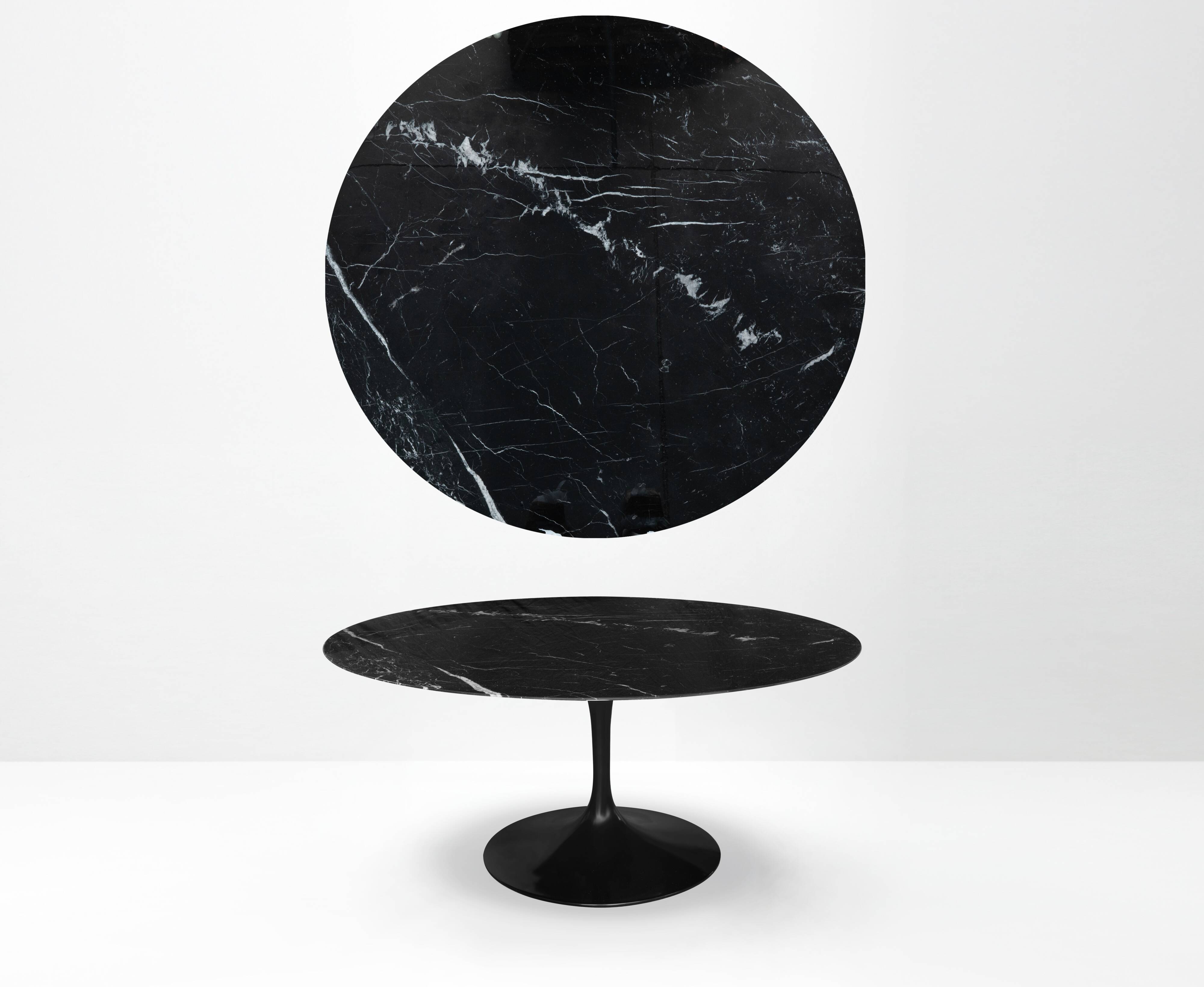 Original Knoll Tulip dining table (152cm) Nero Marquina glossy LIKE NEW!!
