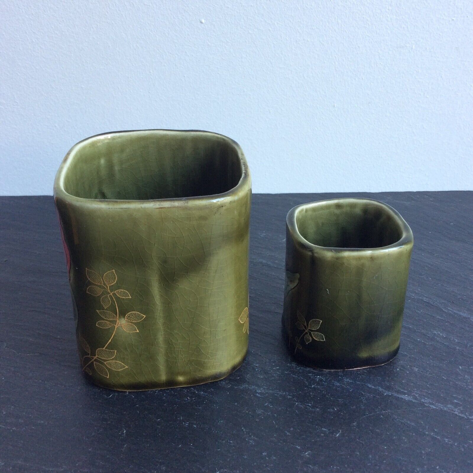 Vases old brown earthenware fives lille art nouveau