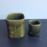 Vases old brown earthenware fives lille art nouveau