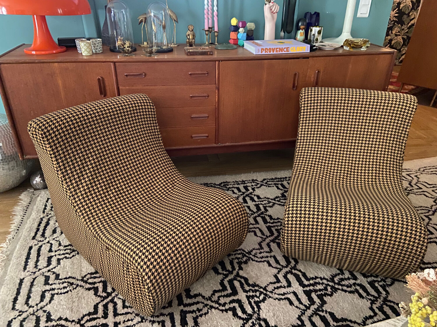 Pair of 70s foam armchairs