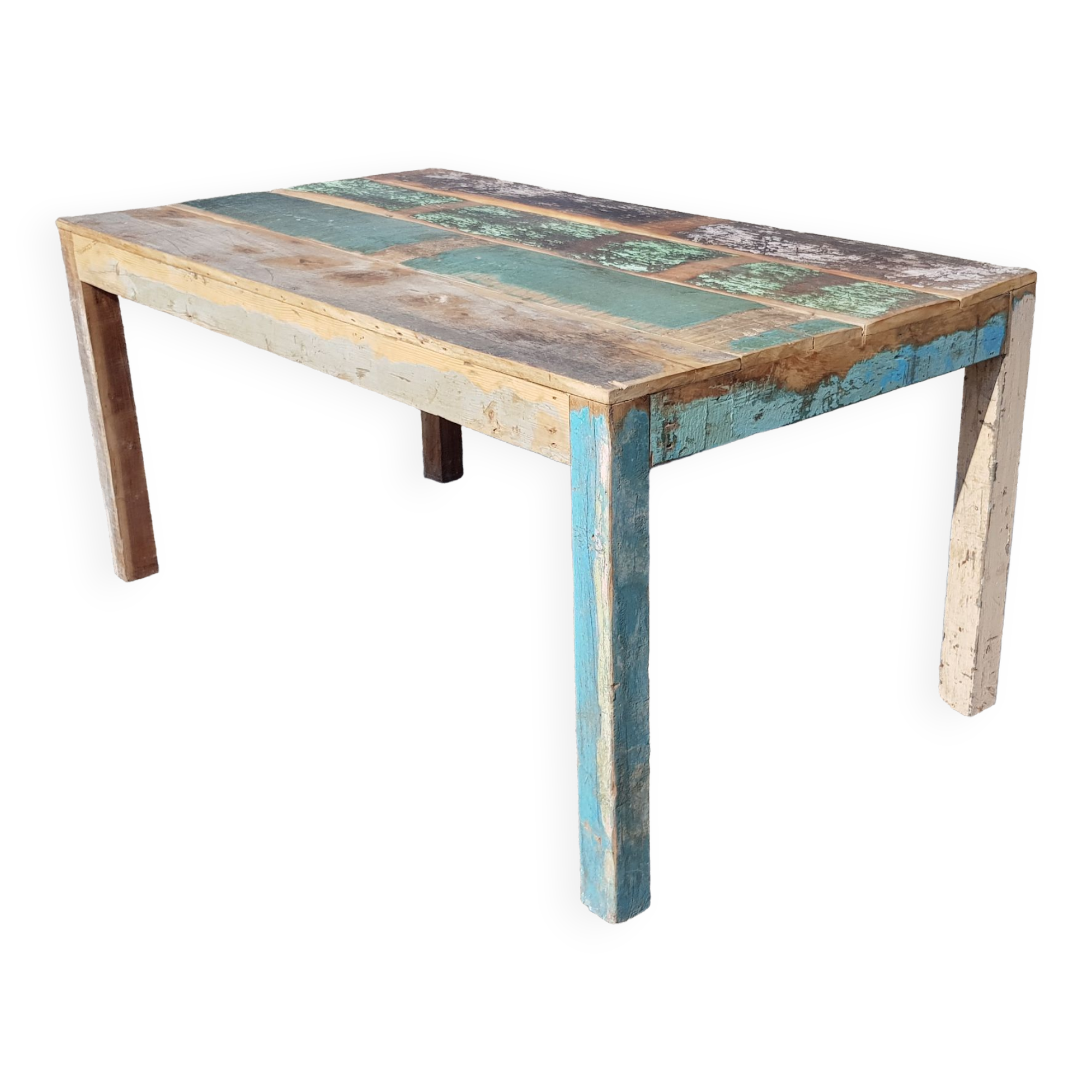 Table à manger rectangulaire en teck polychrome