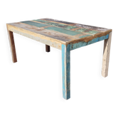 Table à manger rectangulaire en teck polychrome