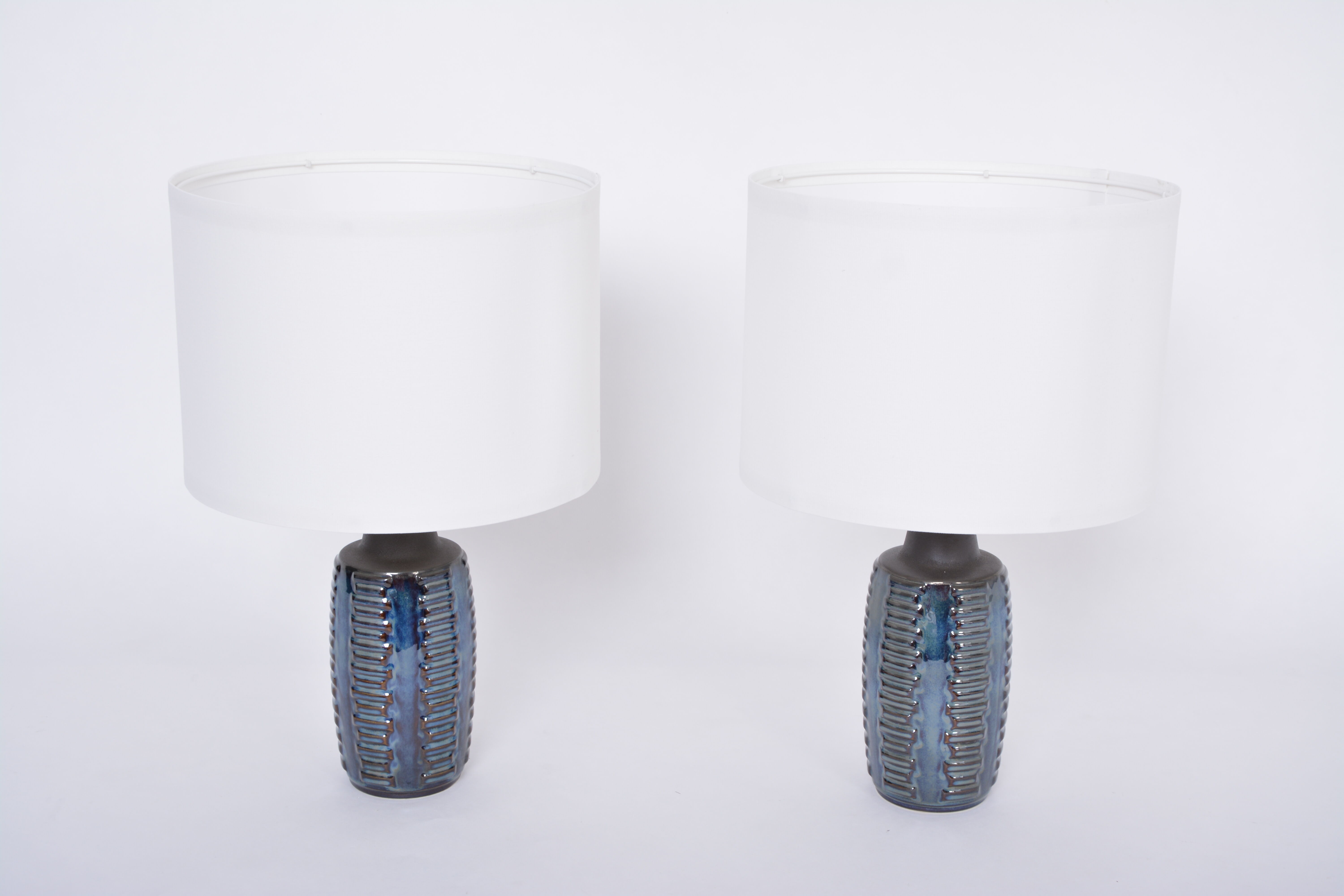 Pair of Blue Midcentury Table Lamps Model 1034 by Einar Johansen for Soholm