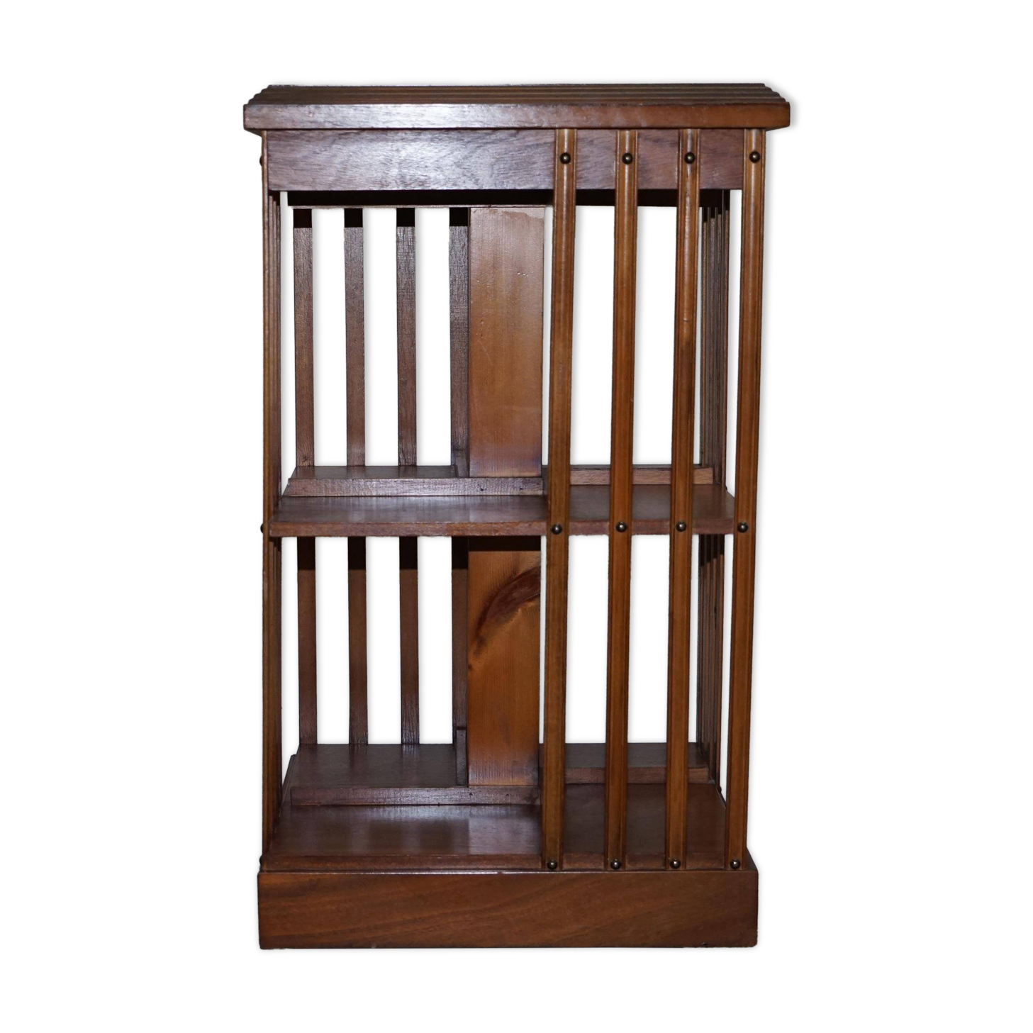 Edwardian revolving library in burl walnut with Sheraton inlay circa 1900