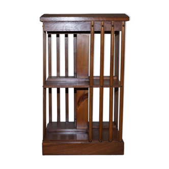 Edwardian revolving library in burl walnut with Sheraton inlay circa 1900