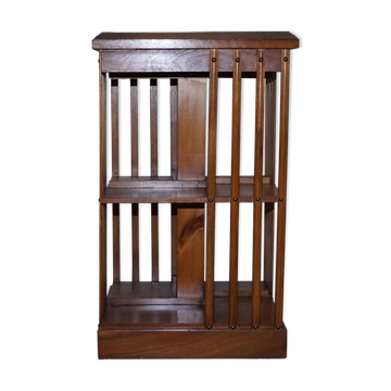 Edwardian revolving library in burl walnut with Sheraton inlay circa 1900