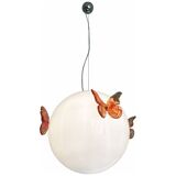 White and red butterfly Sphere Pendant in Murano Glass