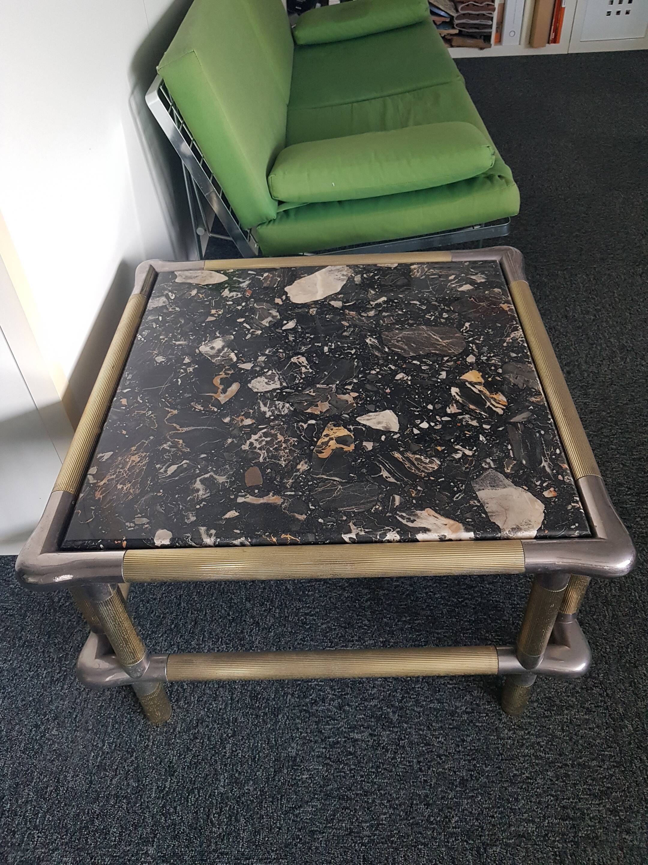 Table basse en marbre et métal, années 70