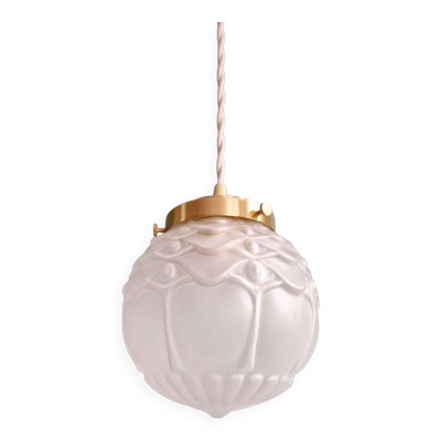 Suspension Art Déco en verre satiné (2 disponibles), années 1920-30