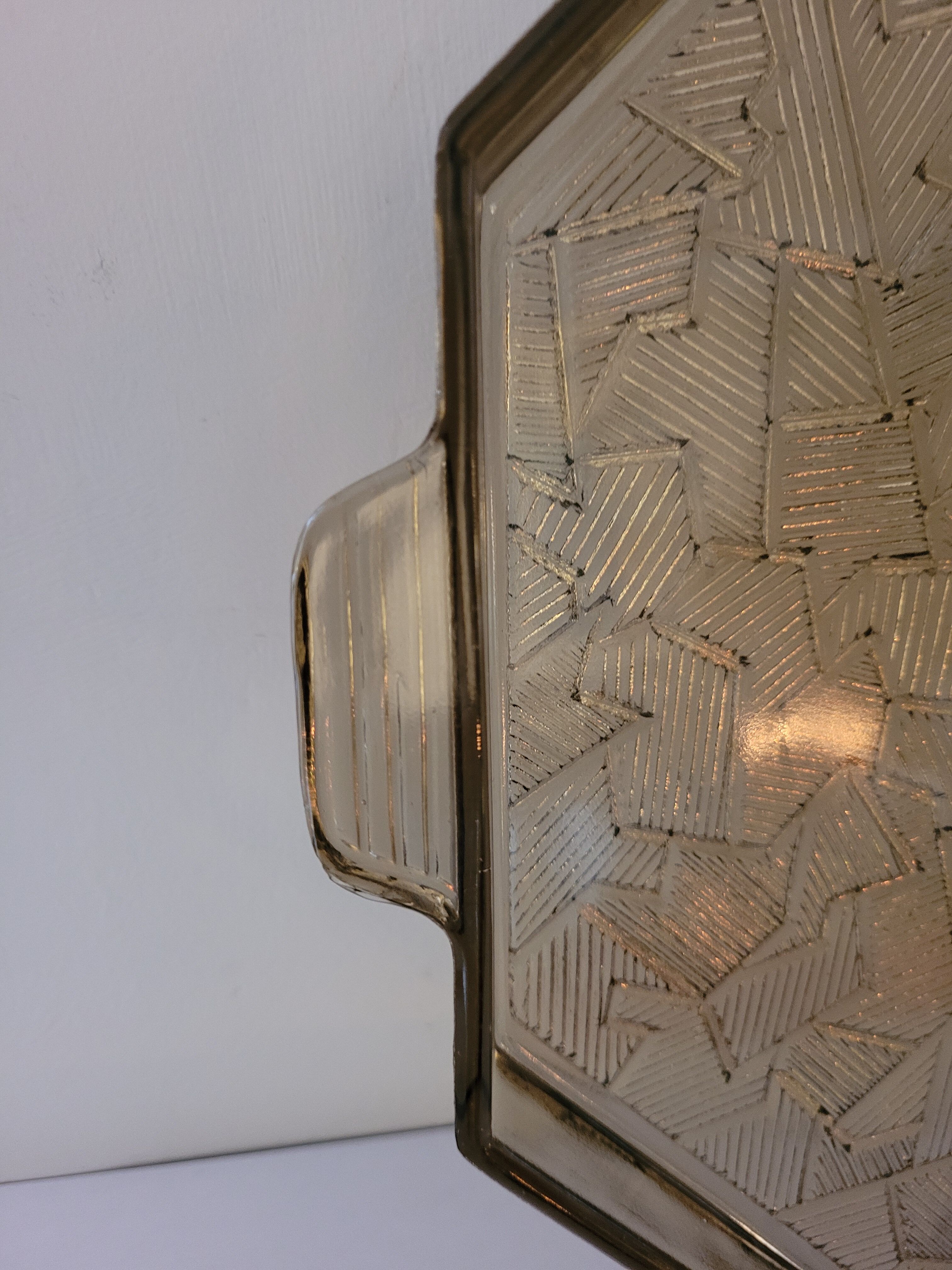 Plateau en verre fumé art déco
