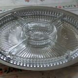 Metal tray for glass dishes for hors d'oeuvres or aperitifs
