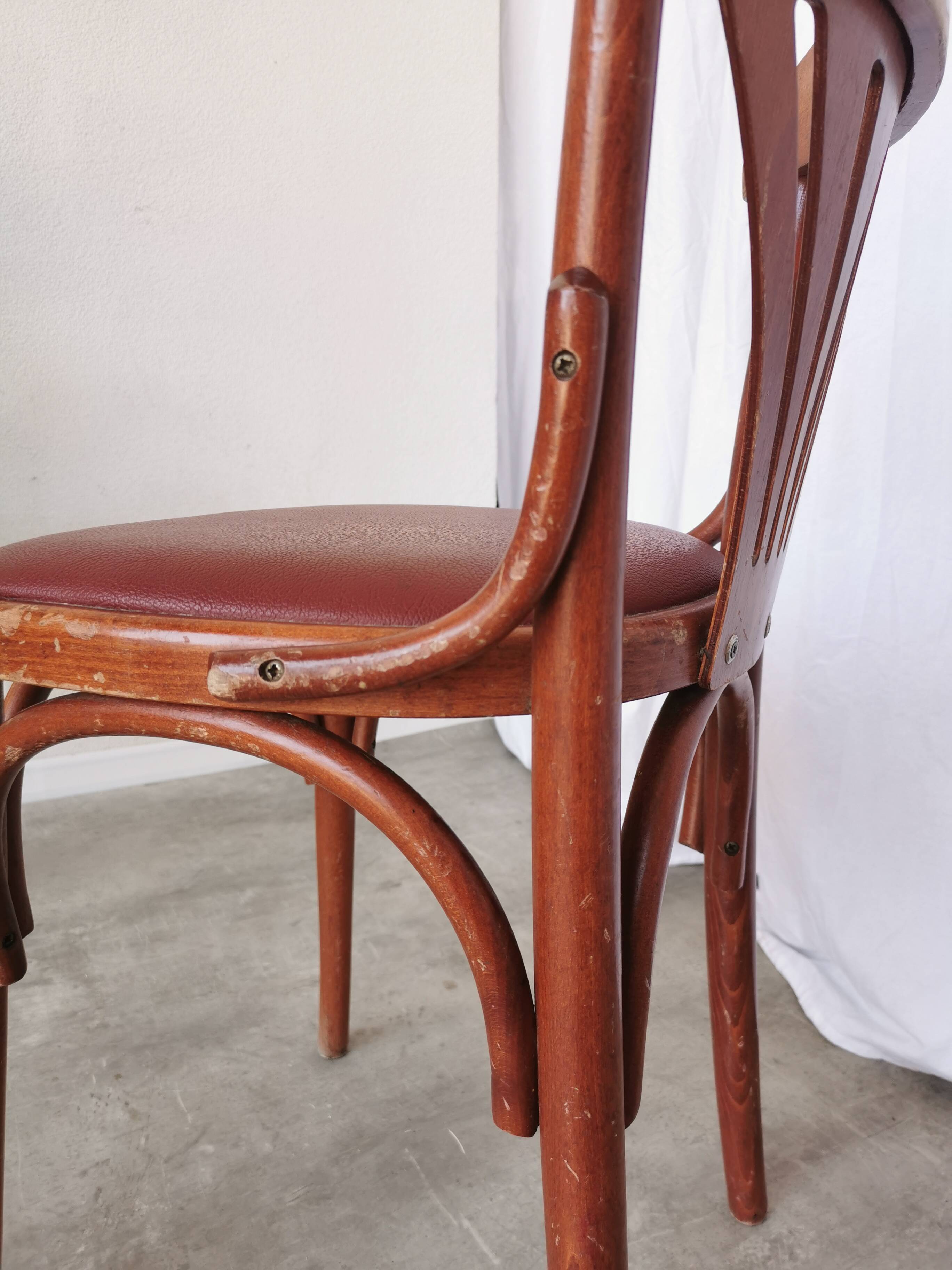 Chaise de salle à manger vintage en bois courbé : dossier éventail style Thonet, pub irlandais des années 1970