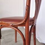 Chaise de salle à manger vintage en bois courbé : dossier éventail style Thonet, pub irlandais des années 1970