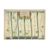 Old illustrated ribbon map from London to Barwick