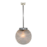 Suspension boule en verre transparent du milieu du siècle, Tchécoslovaquie