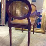 Banquette en cannage de style Louis XVI