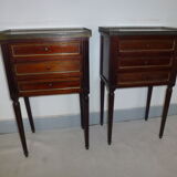 Old pair bedside table style Louis XVI mahogany marble
