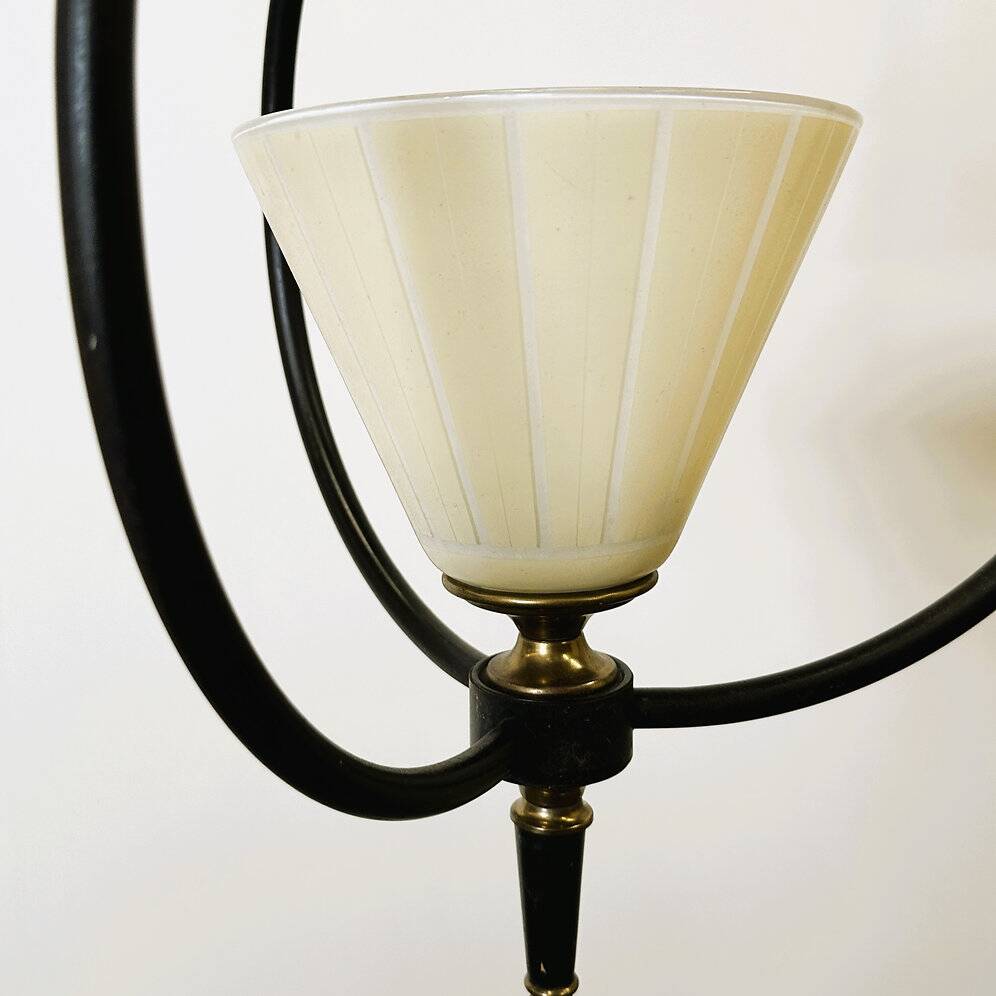 Mid-century metal and opaline pendant light, 1950s