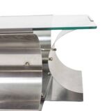 Brushed steel and glass coffee table, François Monnet, for Kappa, 1970.