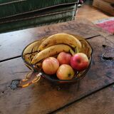 Vintage molded amber glass bowl – leaf and grape motif – years