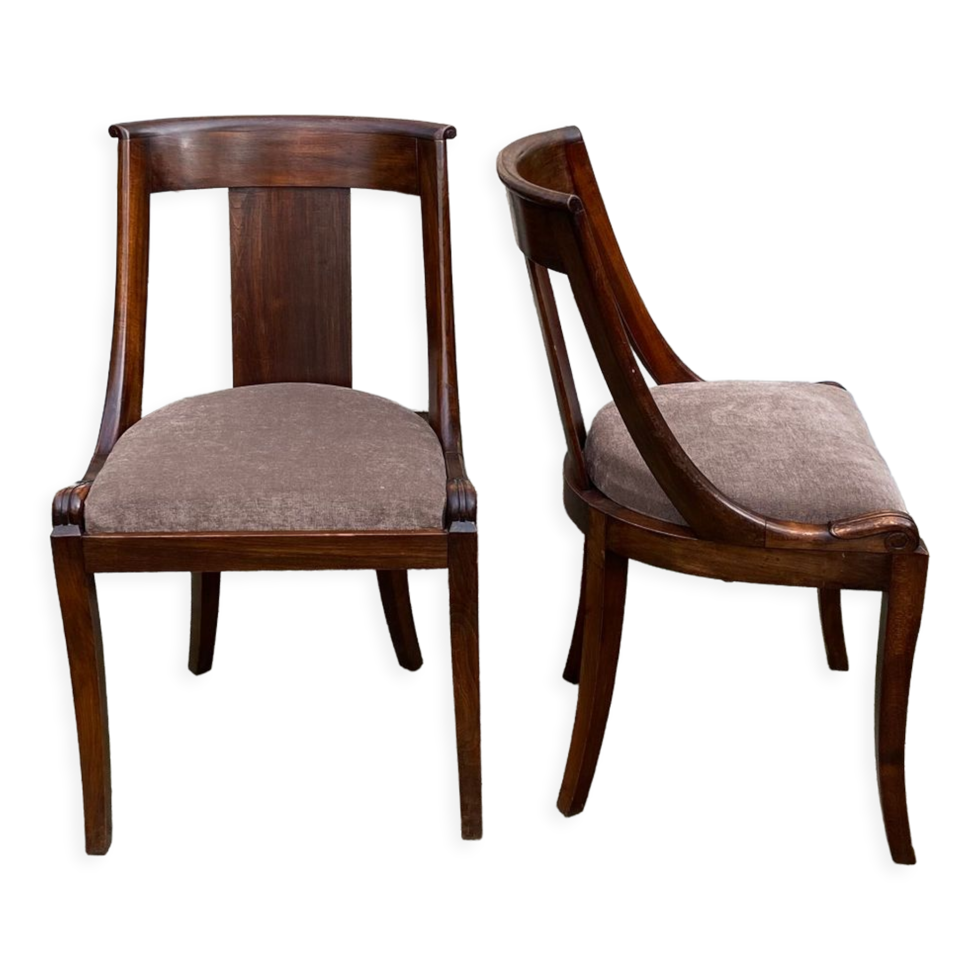 Pair of Empire style gondola chairs