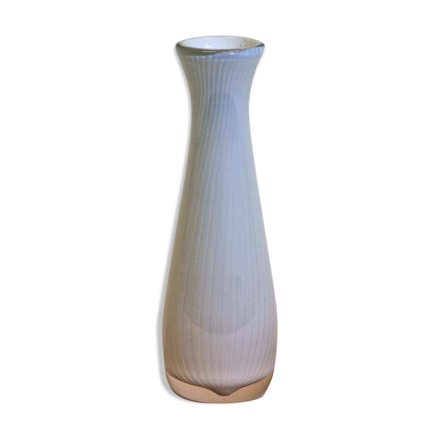 White vintage glass vase Ariel by Hermann Bongard, Norway 1956