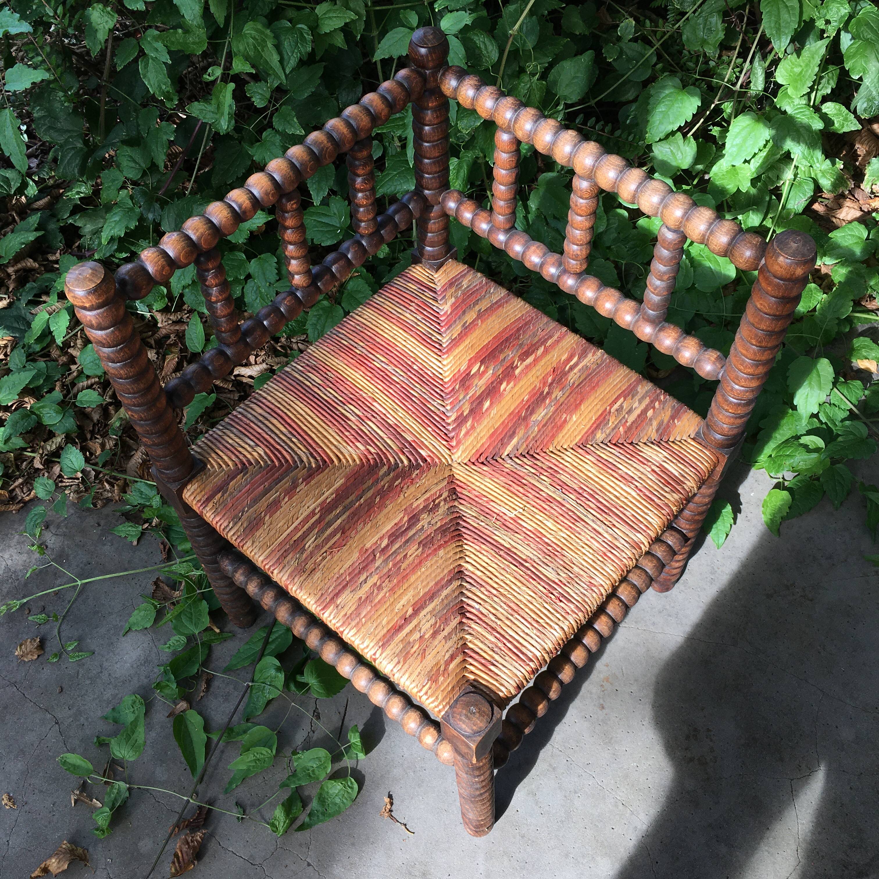Pearl Turned Wood Corner Chair