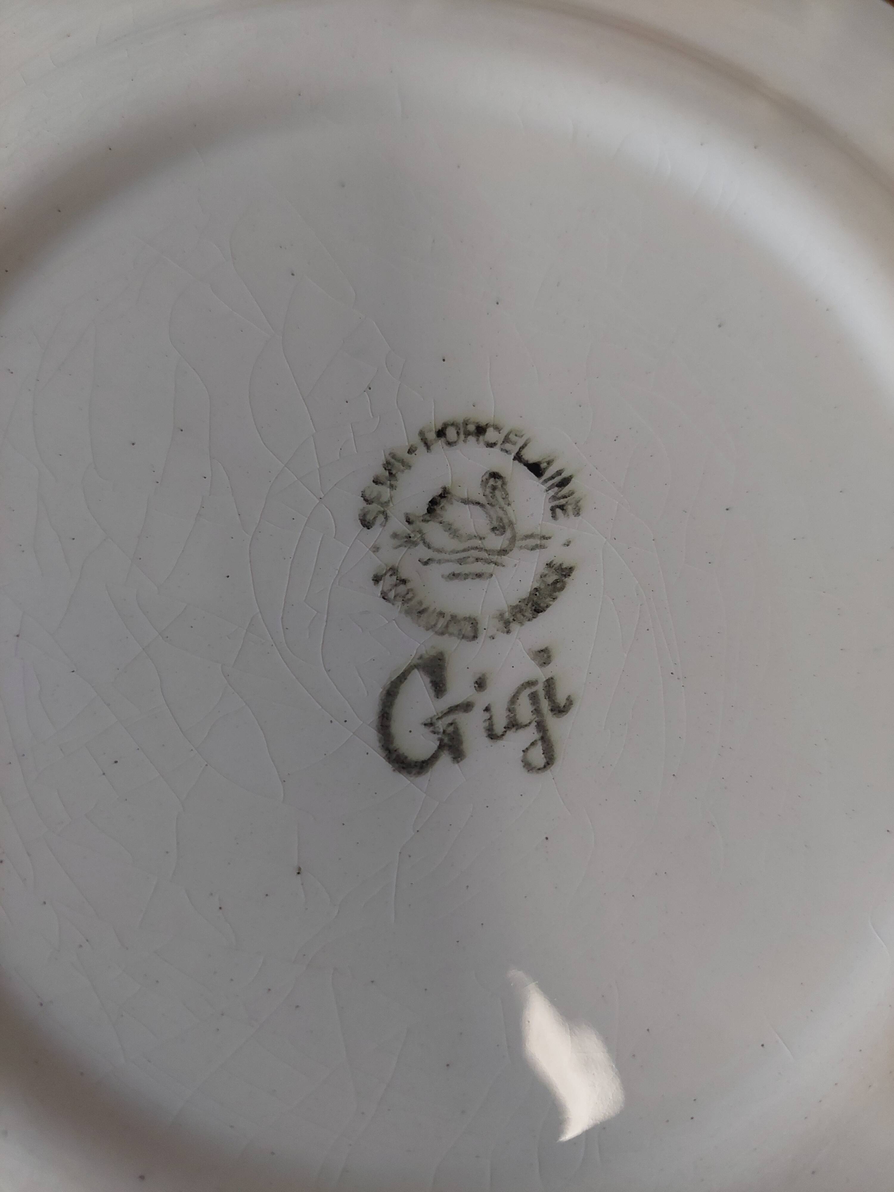 Pair of Ceranord earthenware dessert plates, Gigi model