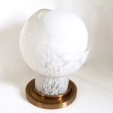 Postmodern Brass and Spheric Blown Glass Table Lamp by Mazzega, Italy