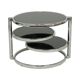 Round rotatable coffee table design black glass chrome 3 plateaus 1980s
