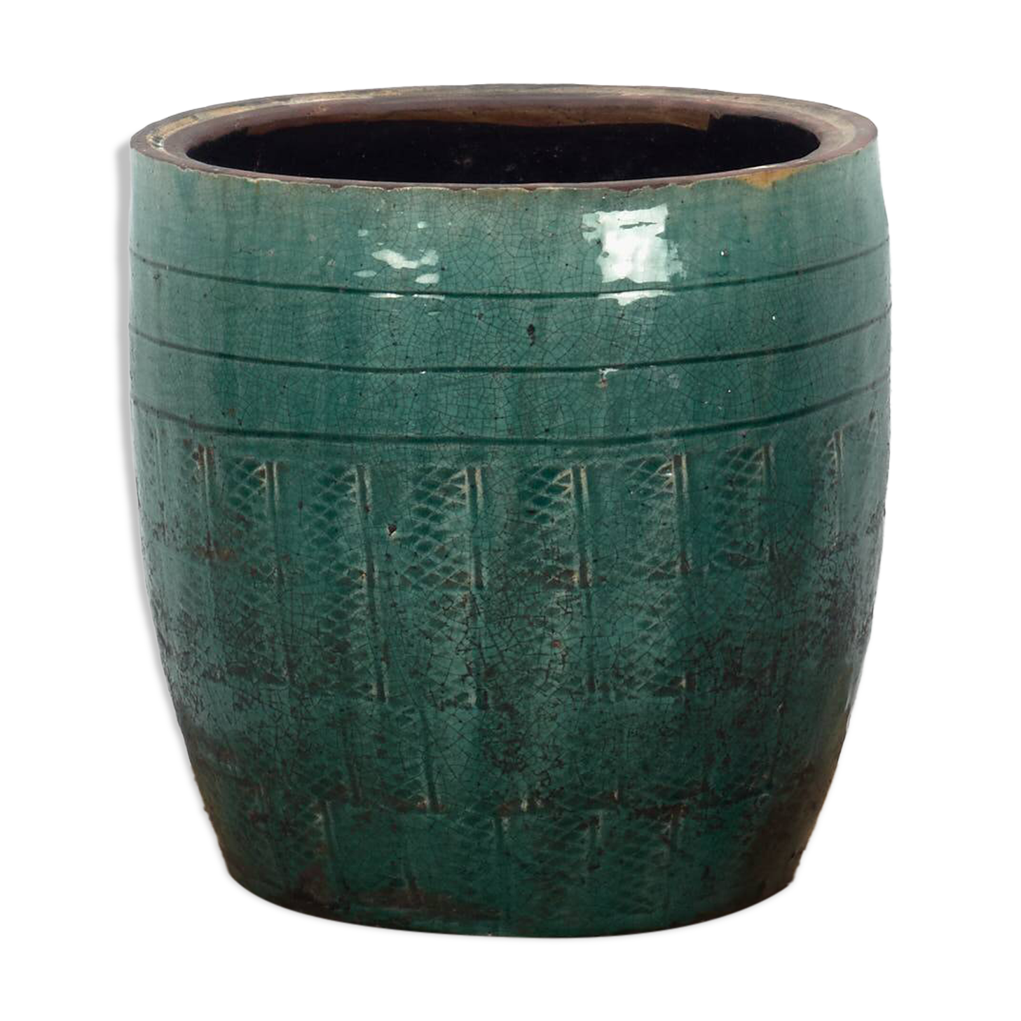 Medium antique vase in emerald green ceramic (circa 1820)