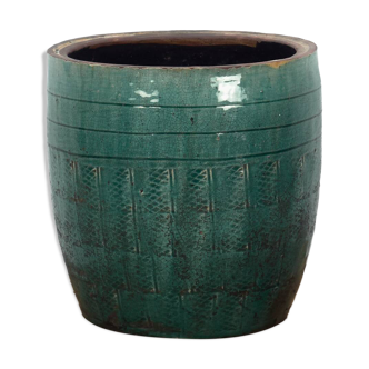 Vase moyen ancien en céramique vert émeraude (vers 1820)