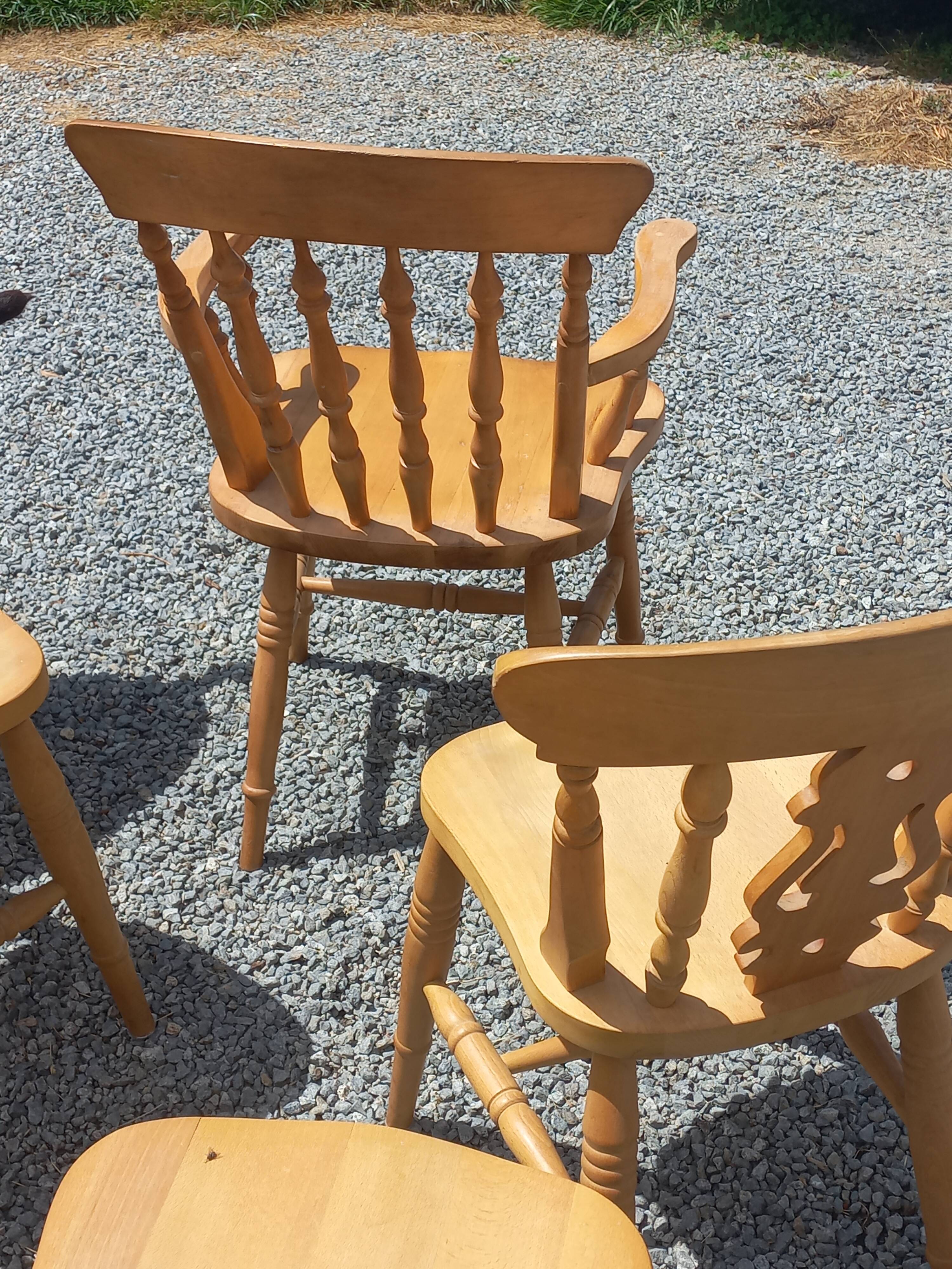 Set of 4 chairs and 1 armchair in mountain style.