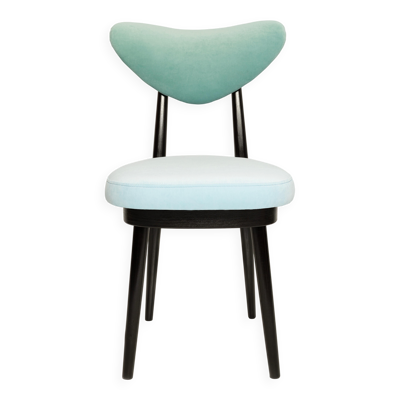 Chaise cœur en velours mélangé vert et bleu du milieu du siècle, Europe, années 1960