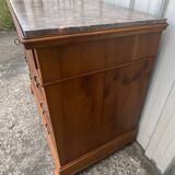 Louis-Philippe chest of drawers in cherry burl and Pyrenees marble top f