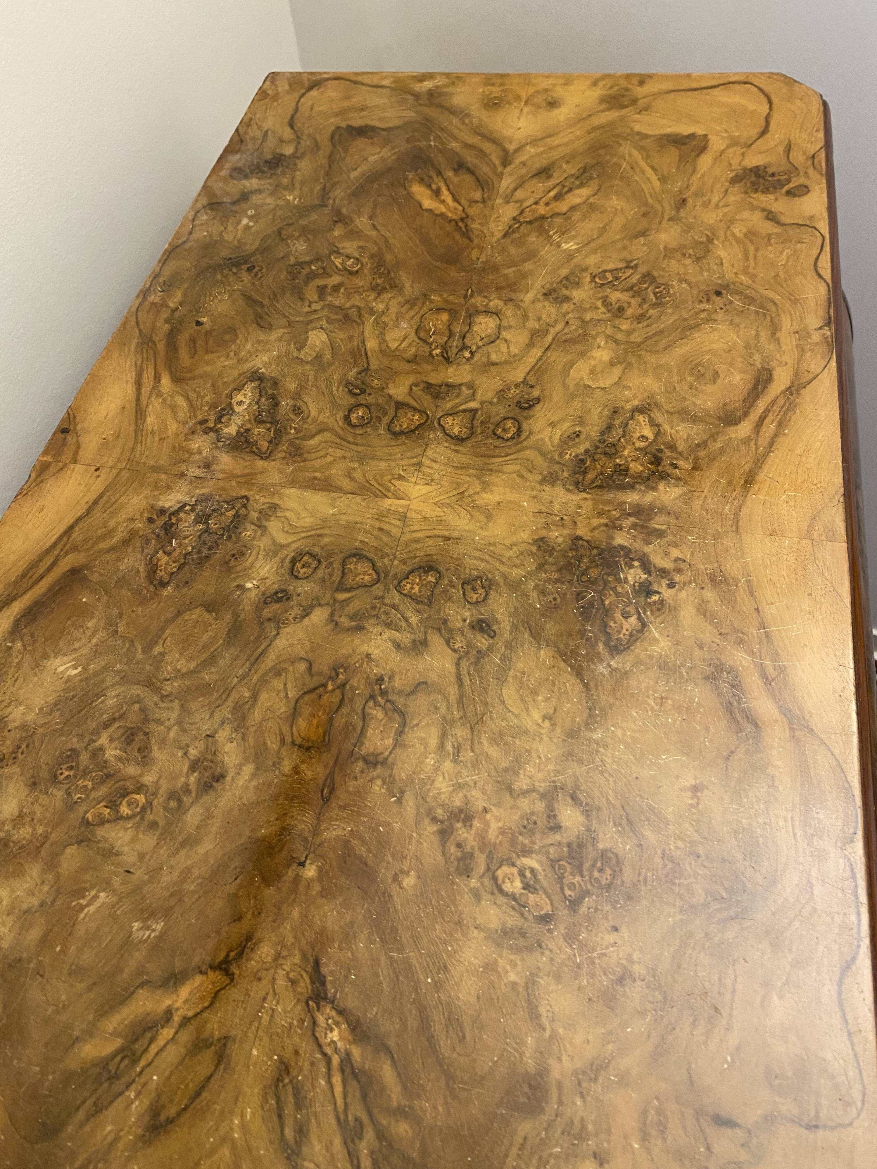 Antique Napoleon III toilet in walnut burl and marble