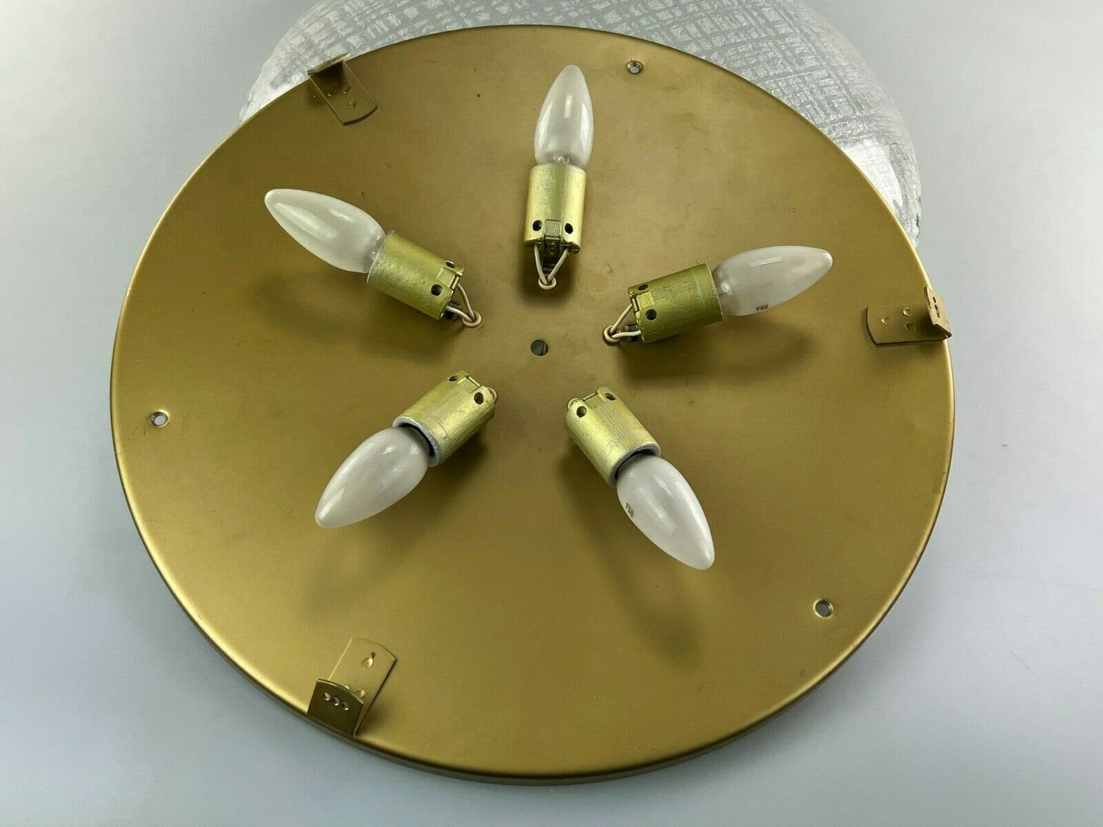 60s 70s lamp light plafoniere flush mount ice glass hillebrand 60s