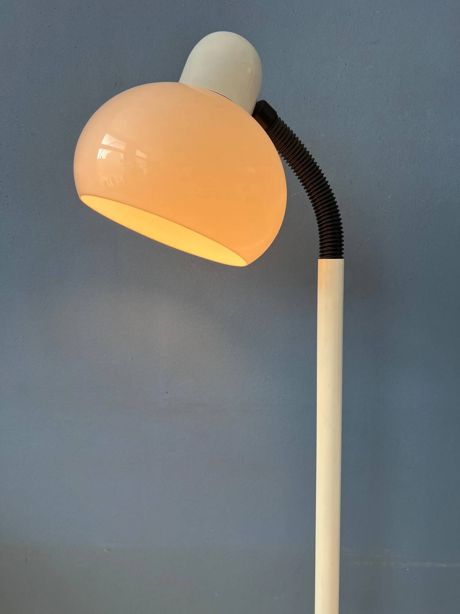 White mid-century space age mushroom floor lamp by Hala Zeist