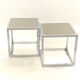 Pair of vintage cubic glass chrome metal side table with 1970 mirror glass tray