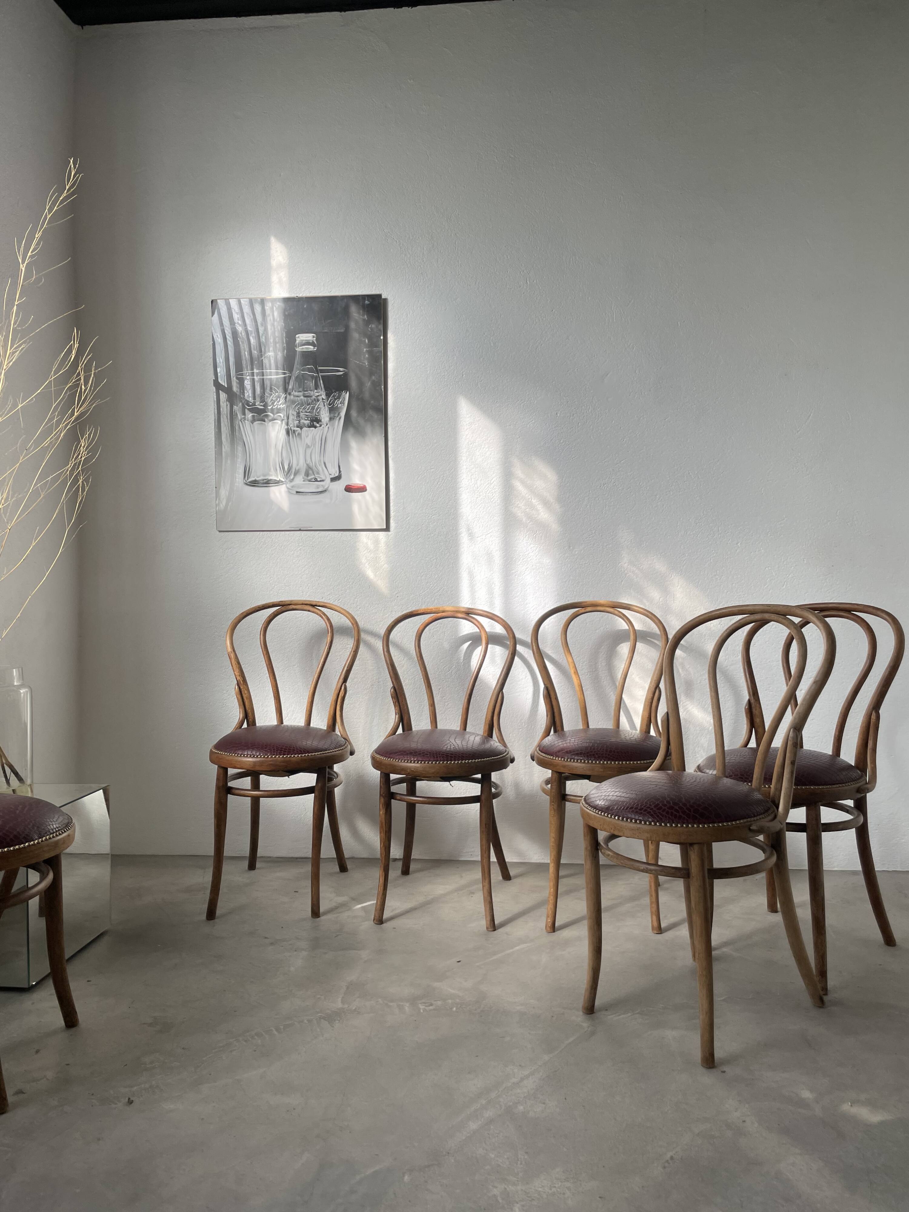 Lot of 6 Josef Kohn curved wood bistro chairs