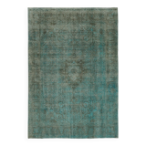 Fait à la main Oriental Contemporain Années 1980 243 cm x 341 cm Tapis de laine turquoise