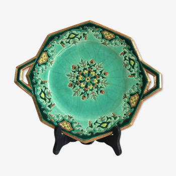 Longwy Chinoisant dish/Art Deco/Emerald green enamels/M.P Chevallier/XXth