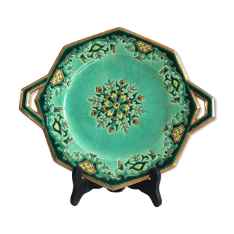 Plat longwy chinoisant art déco emaux vert emeraude