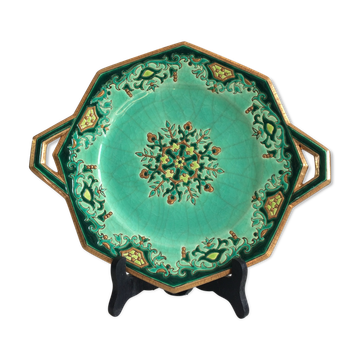 Longwy Chinoisant dish/Art Deco/Emerald green enamels/M.P Chevallier/XXth